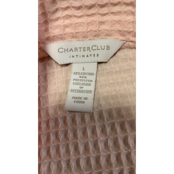Charter Club Intimates L Waffle Wrap Cotton Coastal Robe Pink - Picture 4 of 6